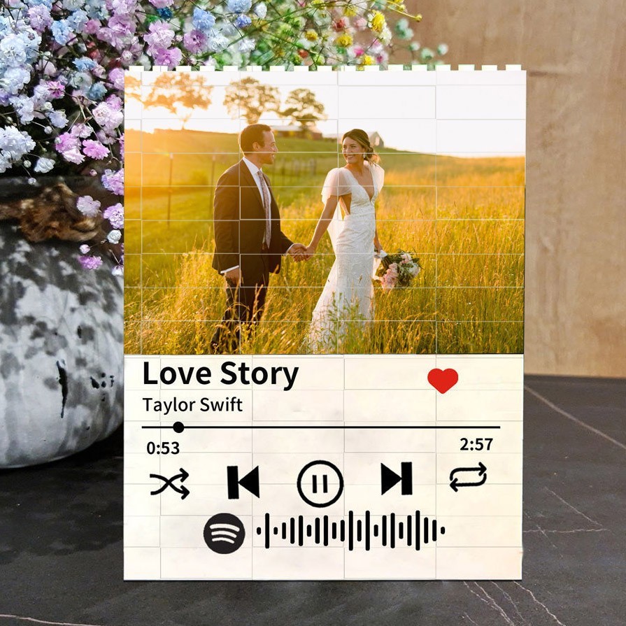 Gepersonaliseerde Spotify Code Foto Bouwsteen Puzzel Huwelijksverjaardag Cadeau-ideeën Valentijnsdag Cadeaus voor Koppels