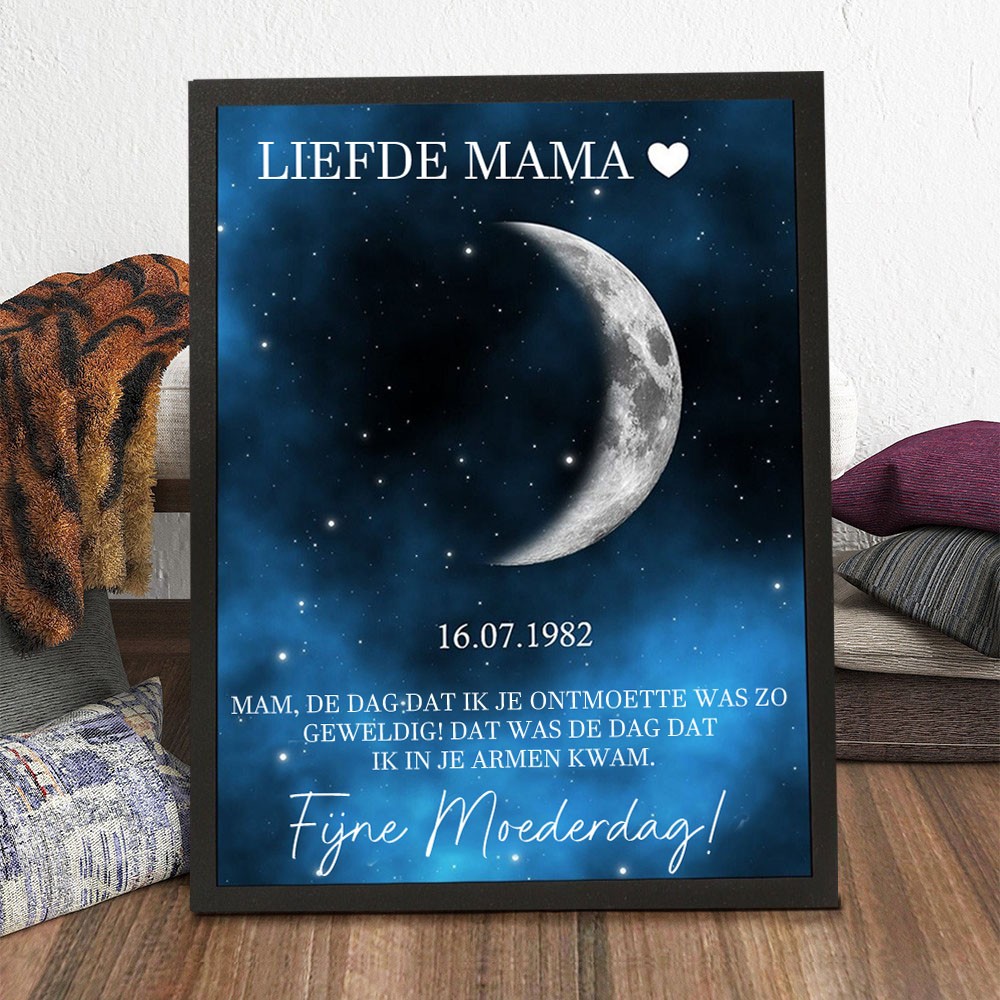 Gepersonaliseerde Love Mom Maanfase Houten Fotolijst Uniek Moederdag Cadeau