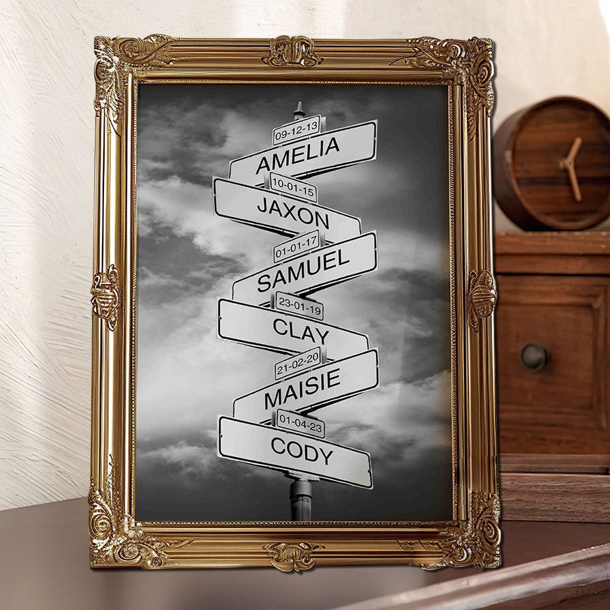  Gepersonaliseerde familiedatum van geboortedatum Vintage straatnaambord met meerdere namen Cadeaus voor moeders en vaders Ideeën voor aandenkens