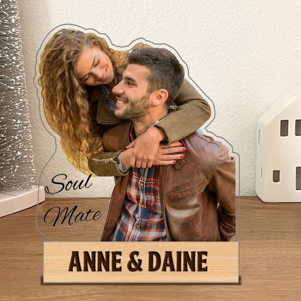 Aangepaste paar acryl fotobeeldje geschenken voor zielsverwant kerstcadeau-ideeën voor haar