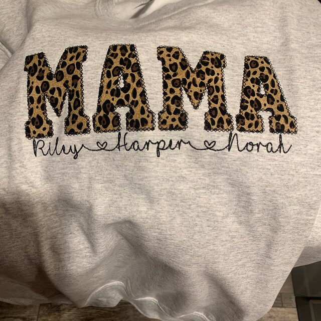 Gepersonaliseerde Mama Geborduurde Sweatshirt Hoodie Unieke Kerstcadeau-ideeën