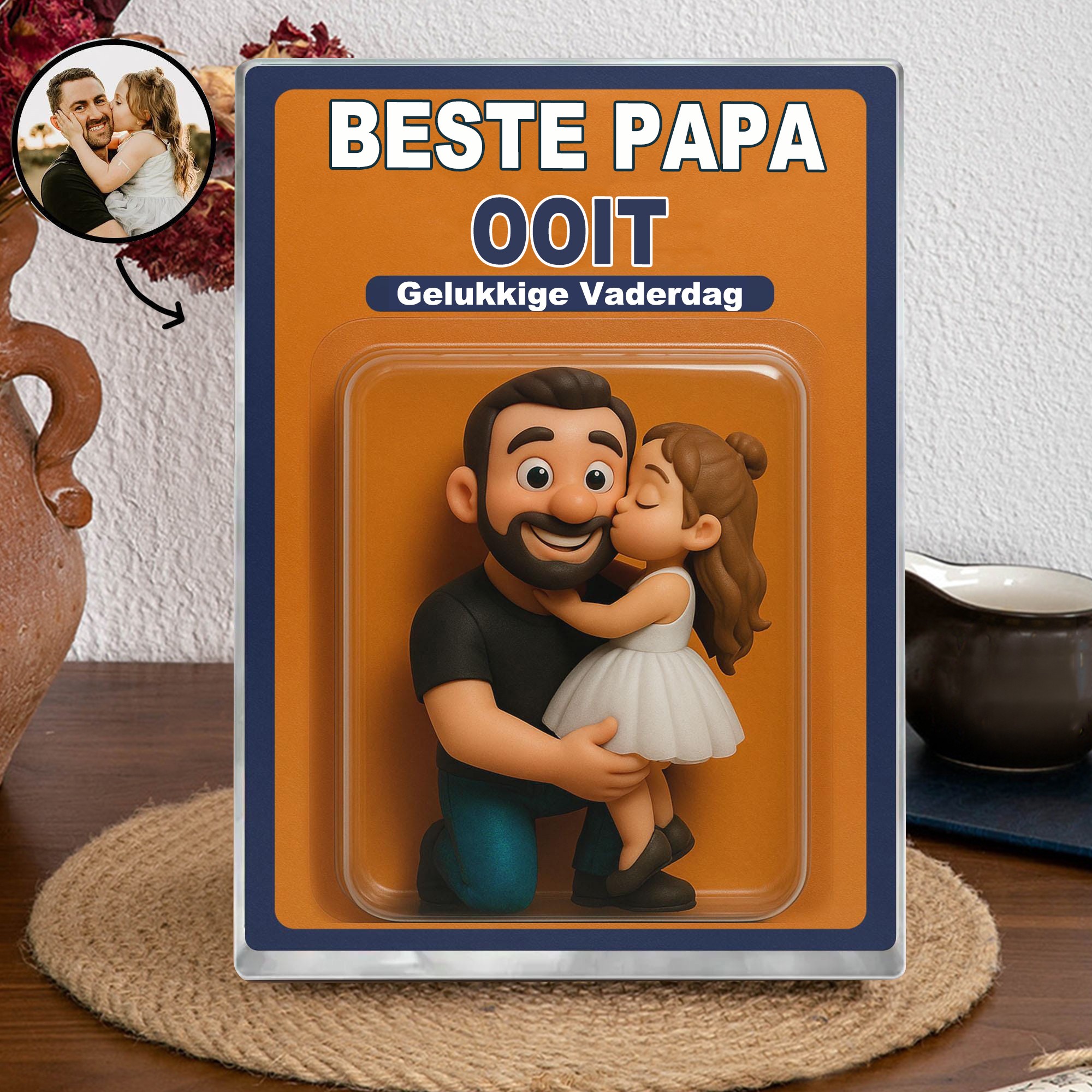 De ultieme vader- en kind-beeldje op maat gemaakt van bouwstenen, foto, activiteit, acrylblok, een uniek cadeau voor papa voor Vaderdag