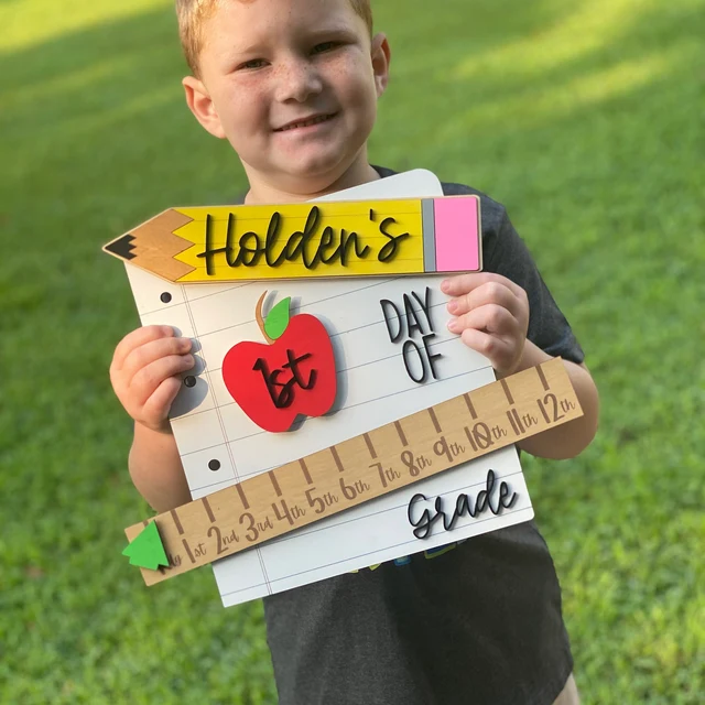 Gepersonaliseerde verwisselbare eerste/100e/laatste schooldag bord foto prop terug naar school bord cadeaus voor kinderen