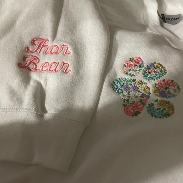 Gepersonaliseerde Pet Paw Floral geborduurde Sweatshirt Hoodie Aandenken Cadeau-ideeën Unieke Kerstcadeaus voor Dierenliefhebbers