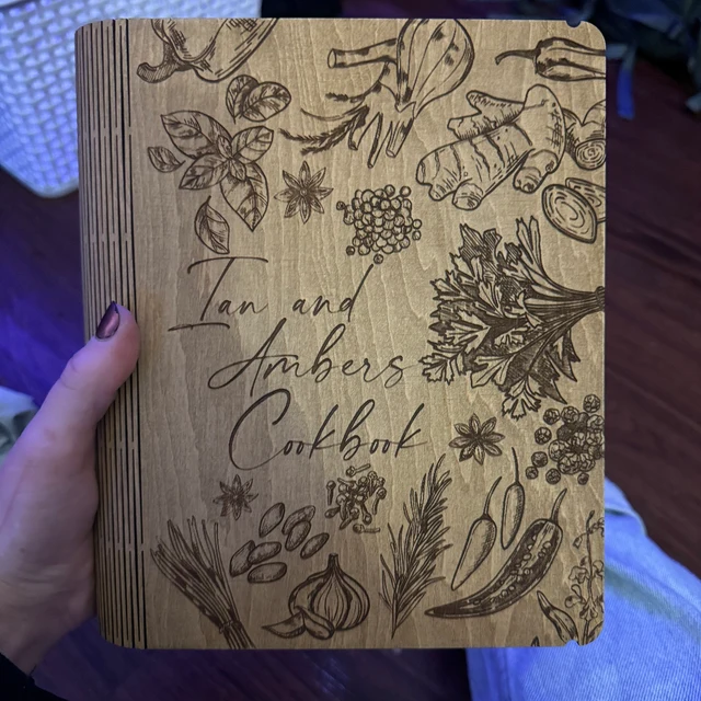 Gepersonaliseerd receptenboek, blanco map, op maat gegraveerd houten dagboek voor moeder, kerstcadeau voor haar