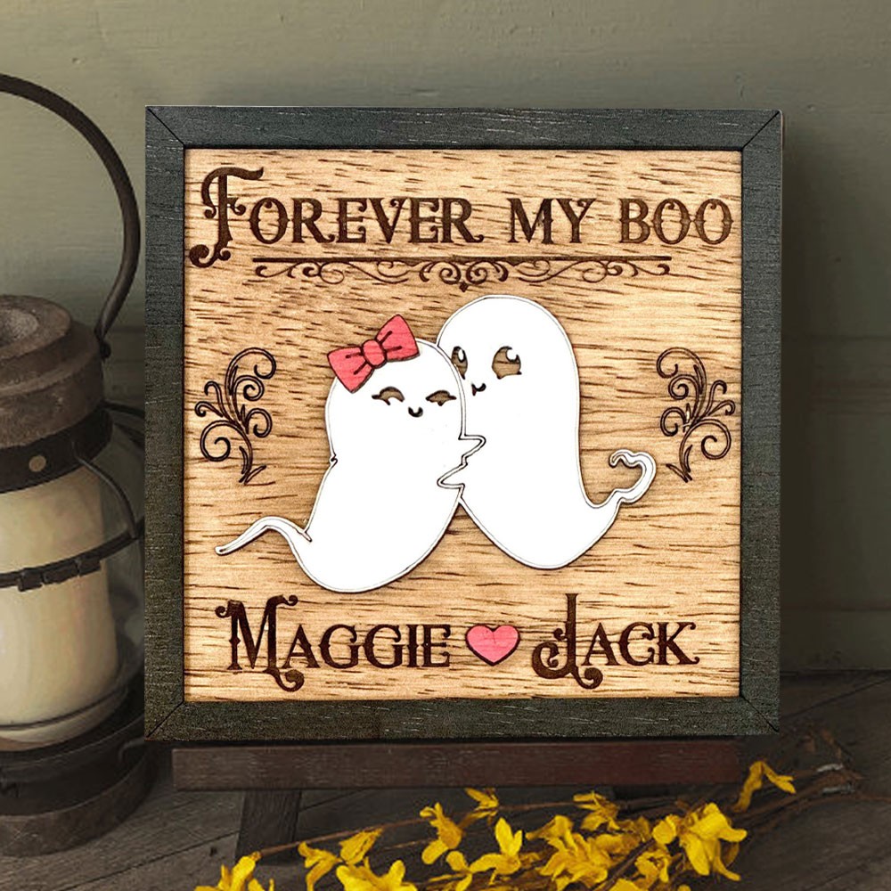 Gepersonaliseerd Forever My Boo houten bord Halloween spoken griezelige decoratie horror cadeau voor koppels