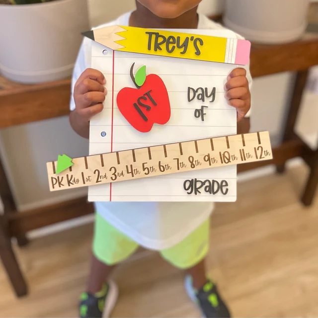 Aangepaste verwisselbare eerste/100e/laatste schooldag bord foto prop terug naar school houten bord cadeaus voor kinderen