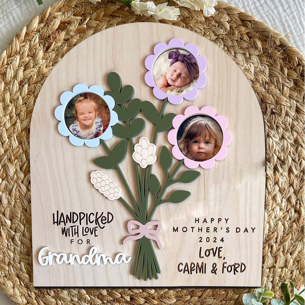 Op maat gemaakt met liefde voor oma, boeket met foto als Moederdagcadeau