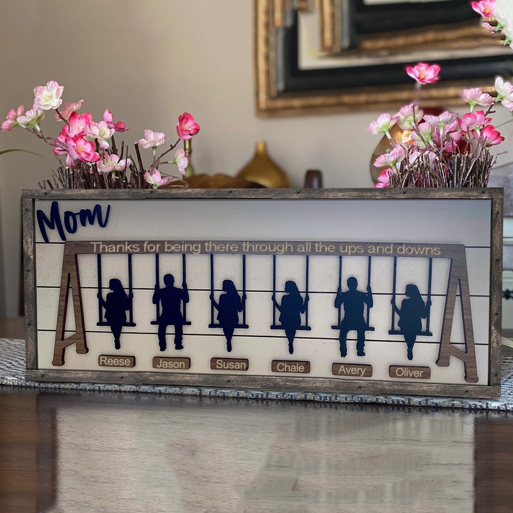  Gepersonaliseerd schommelsetbord met namen Houten moederbord Moederdagcadeau