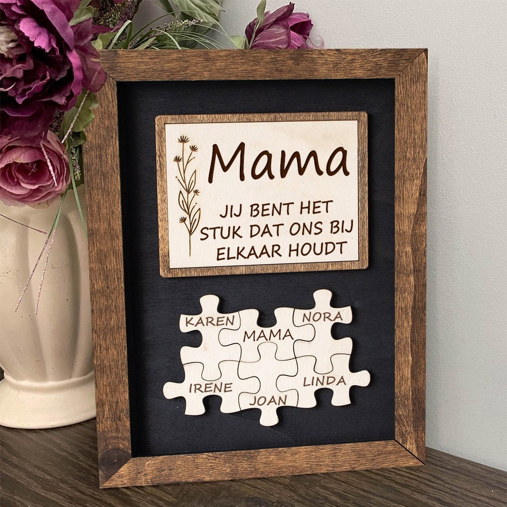 Gepersonaliseerde houten puzzelstukjes met kindernamen, verjaardagscadeau voor moeder en oma, unieke cadeau-ideeën voor Moederdag, zwangerschapscadeau voor moeder