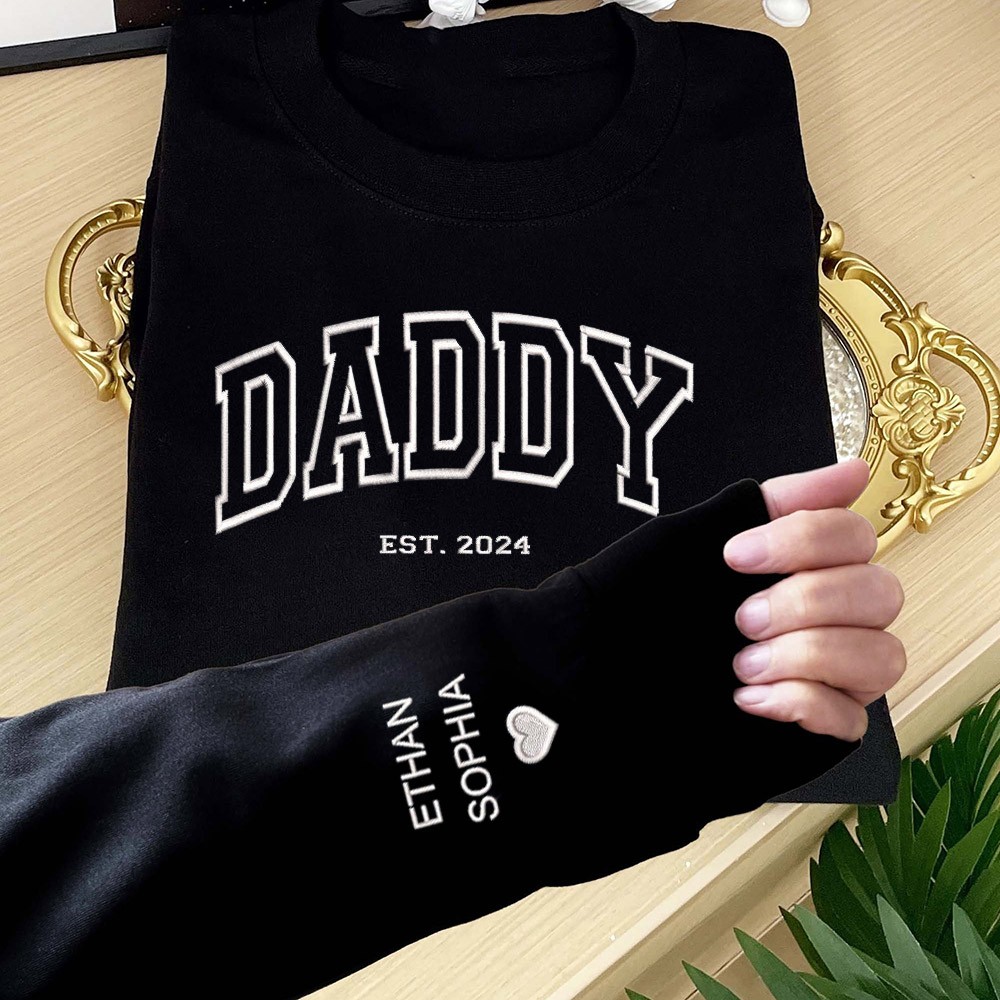 Aangepaste Daddy geborduurde sweatshirt hoodie met datum herinnering Vaderdag cadeau-ideeën
