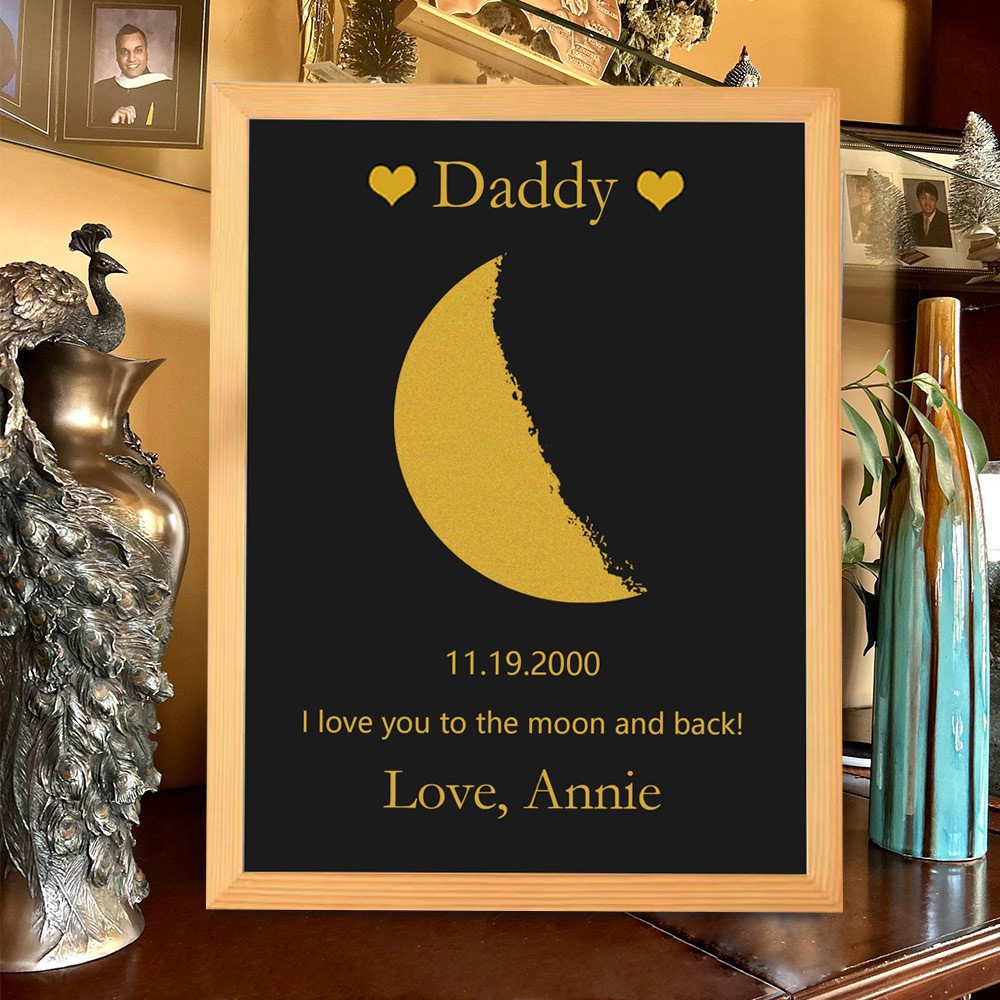 Gepersonaliseerd maanfase houten fotobord voor papa Unieke cadeau-ideeën voor Vaderdag