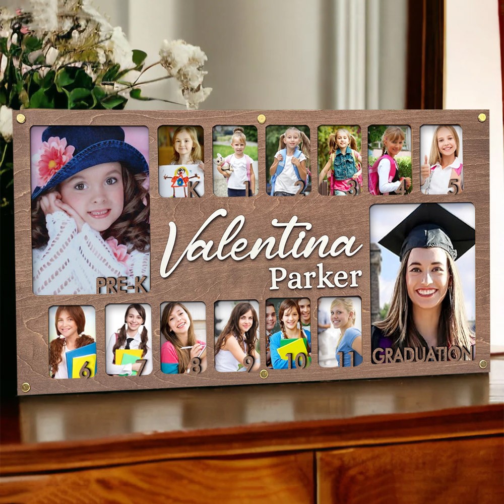 Gepersonaliseerd houten K-12 schooljaren fotolijstje terug naar school cadeaus betekenisvol cadeau voor kinderen