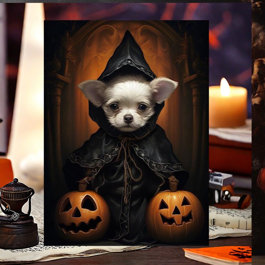 Gepersonaliseerd Halloween Huisdier Portret Frame Aangepaste Halloween Poster Grappige Muurkunst voor Huisdierliefhebbers Herinneringsgeschenken
