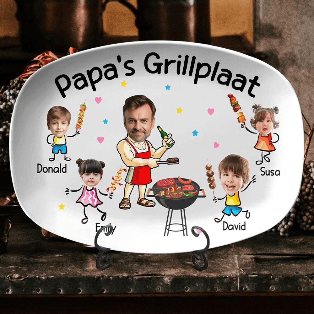 Persoonlijke barbecueplaat voor papa, met de afbeelding en naam van het kind, een leuk cadeau voor papa, een uniek Father’s Day cadeau-idee
