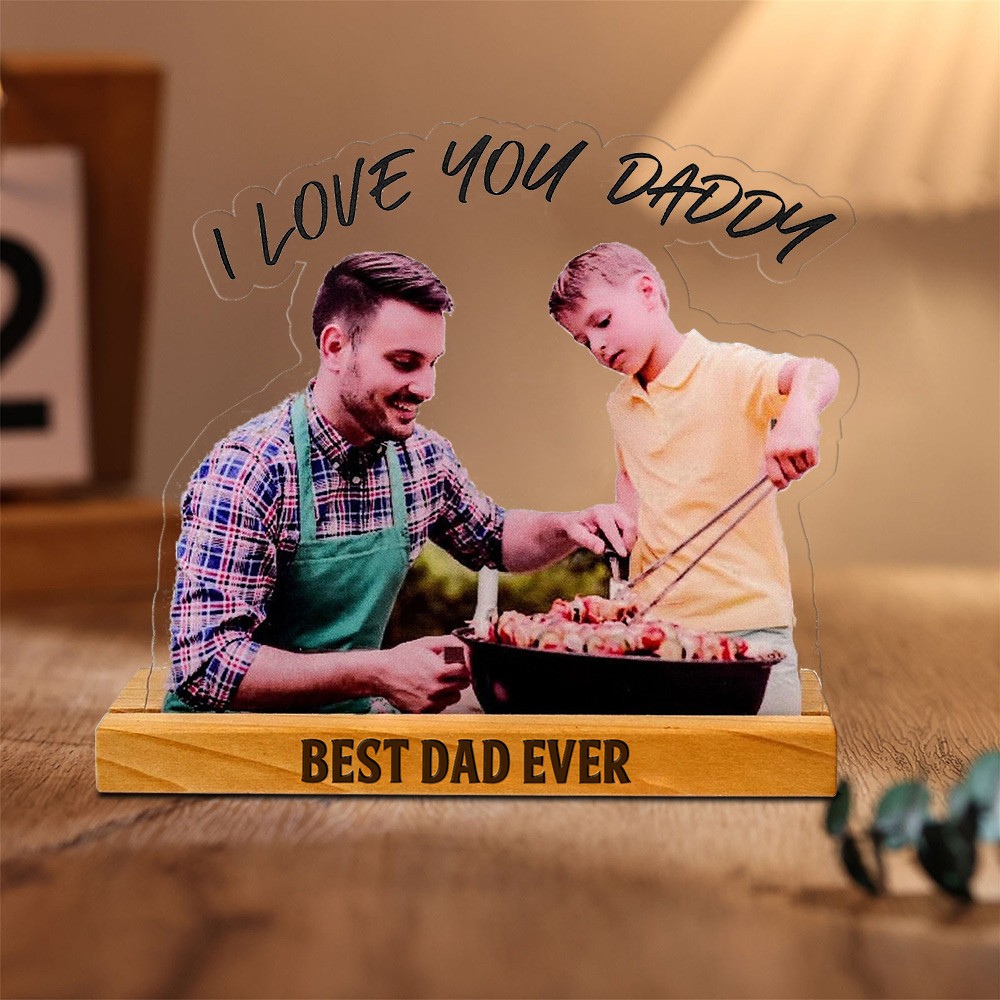 Gepersonaliseerde acryl portretfotobeeldjes cadeaus voor papa Kerstcadeau-ideeën