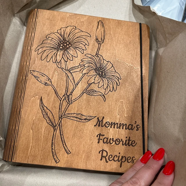 Momma's favoriete receptenboek met blanco map Gepersonaliseerd gegraveerd dagboek voor moeder en oma Kerstcadeau