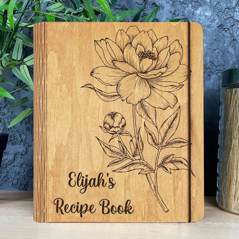 Gepersonaliseerd receptenboek, blanco map, houten, aangepast kookboek, cadeaus voor moeder, oma, familie, kerstcadeau