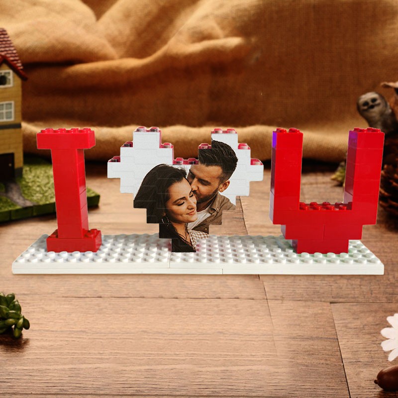 Gepersonaliseerde I Love U fotobouwstenenpuzzels voor koppels Ideeën voor jubileumcadeaus Kerstcadeau voor haar