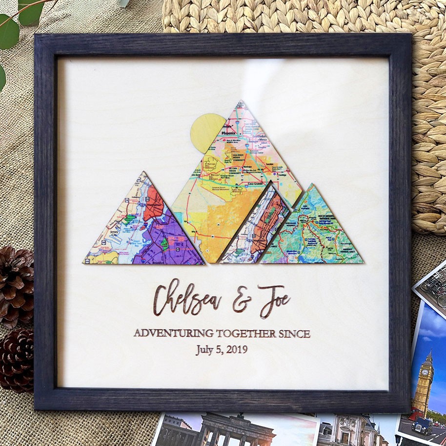 Wood Adventure Travel Map Gepersonaliseerd cadeau voor koppels Unieke jubileumcadeaus Kerstcadeau