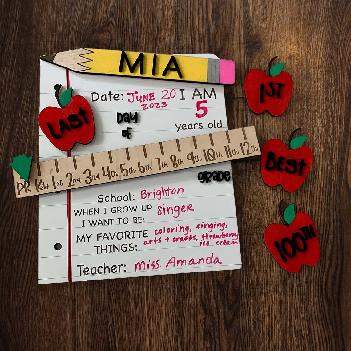 Terug naar schoolbord, op maat gemaakt, verwisselbaar, eerste/100e/laatste schooldagbord, fotoprop voor kinderen