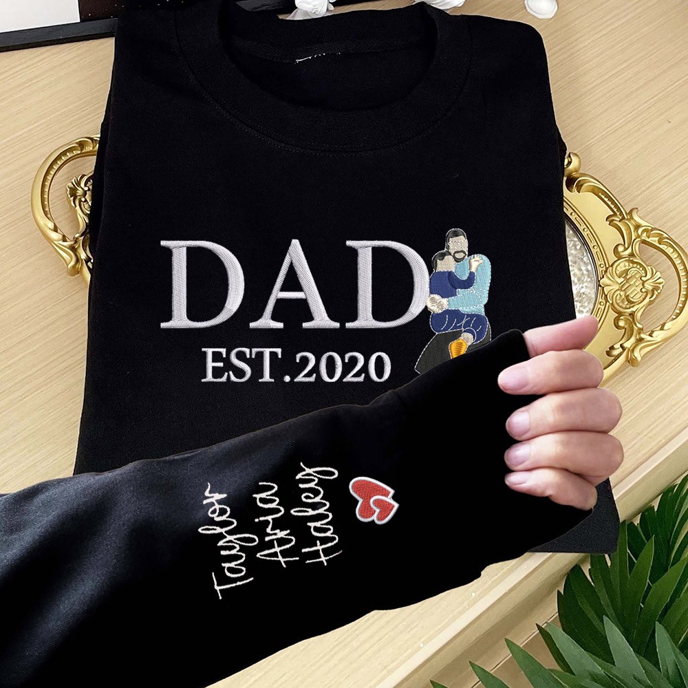 Gepersonaliseerde Dad Sweatshirt Hoodie Met Foto Geborduurd Unieke Vaderdag Cadeau Ideeën