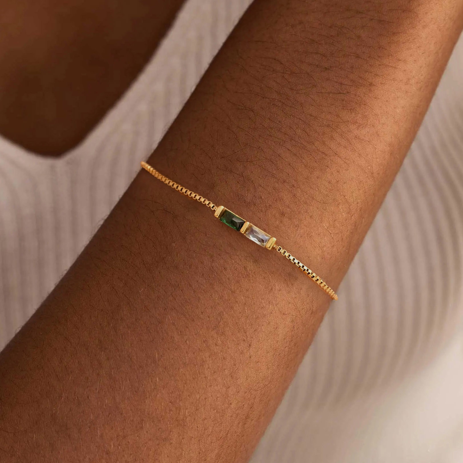 Gepersonaliseerde Baguette Geboortesteen Armband voor Vrouwen Cadeaus voor Moeder Oma Uniek Kerstcadeau