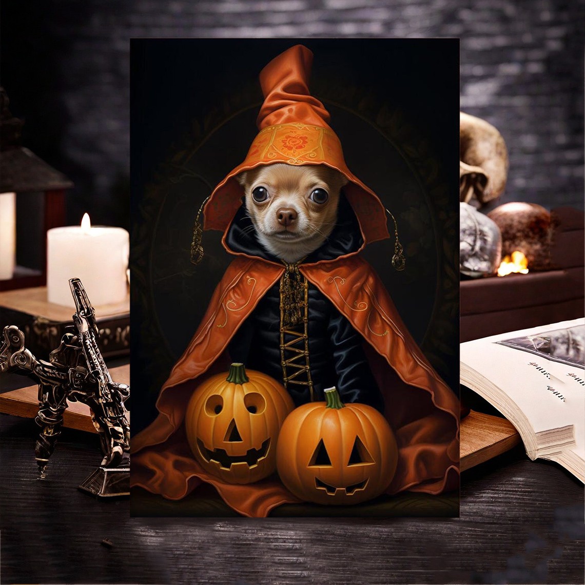 Gepersonaliseerd Halloween Huisdier Portret Frame Aangepaste Halloween Poster Grappige Muurkunst voor Huisdierliefhebbers Herinneringsgeschenken