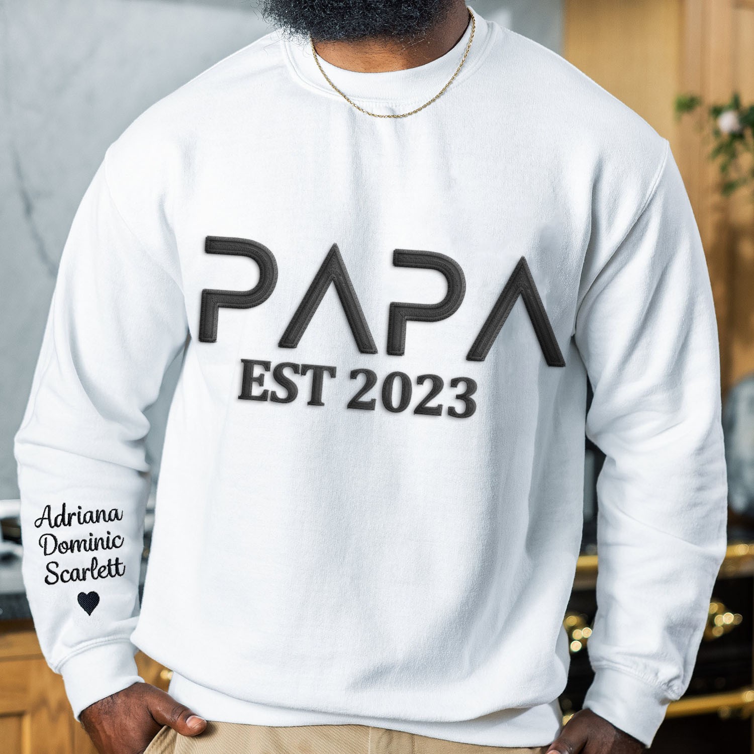 Aangepaste geborduurde sweatshirthoodie voor papa met kindernamen Vaderdag cadeau-ideeën Familie cadeau