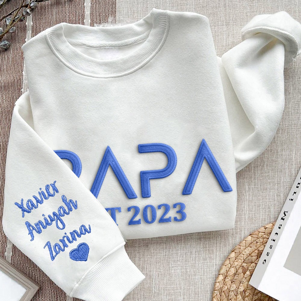 Gepersonaliseerde Papa Sweatshirt Hoodie Met Geborduurde Kindernamen Herinneringscadeau Voor Papa Vaderdag Cadeau-ideeën