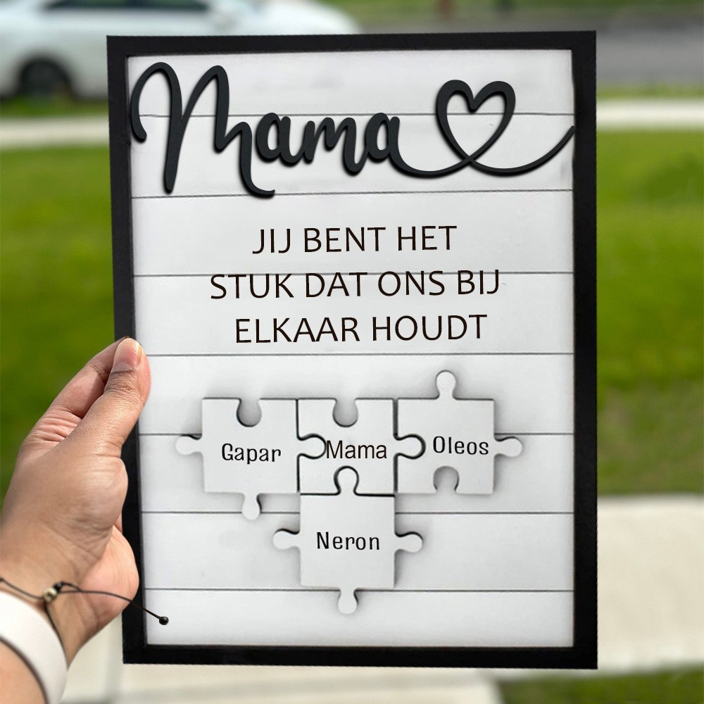 Gepersonaliseerd bord voor moeders, houten puzzelstukjes met namen, uniek familiecadeau voor moeder en oma, cadeau-ideeën voor Moederdag, cadeau voor babyshower