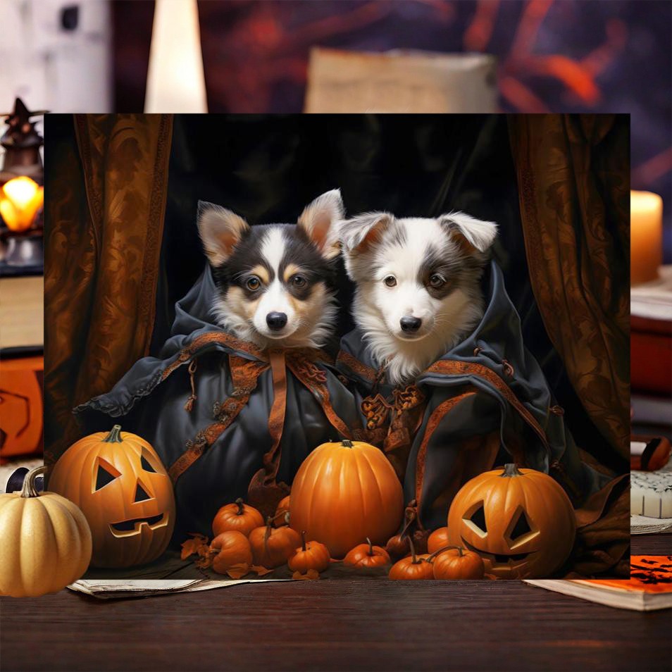 Gepersonaliseerd Halloween Huisdier Portret Frame Aangepaste Halloween Poster Grappige Muurkunst voor Huisdierliefhebbers Herinneringsgeschenken