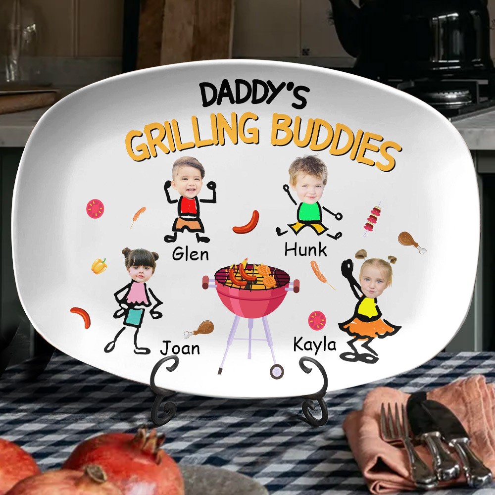 Papa's grillplaat met namen van kinderen Gepersonaliseerde cadeaus voor papa Vaderdagcadeau