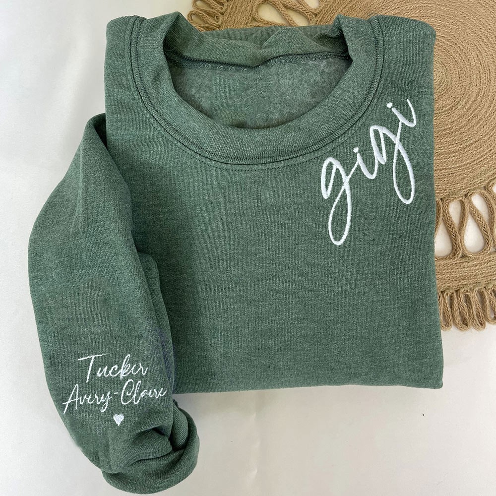 Gepersonaliseerde Gigi geborduurde sweatshirt hoodie met kindernamen Moederdag cadeau