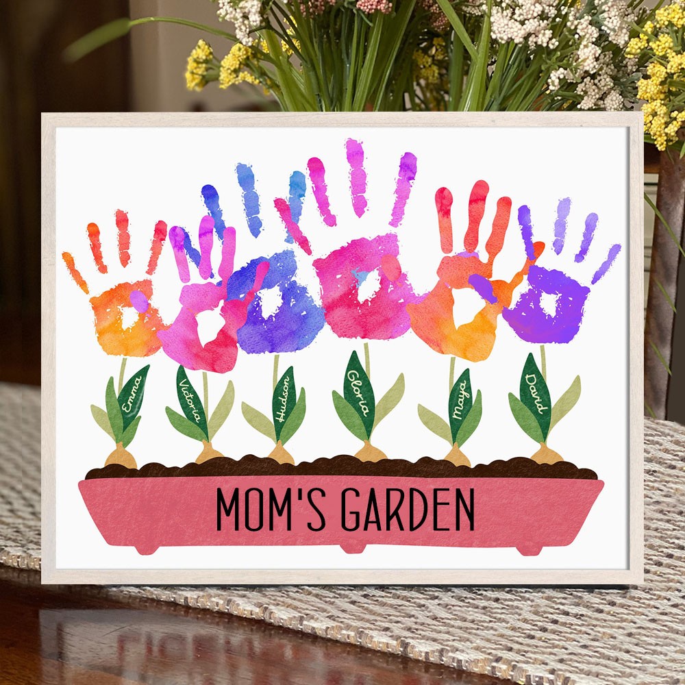 Aangepaste moeders tuin DIY handafdruk familie frame bord Moederdag cadeaus