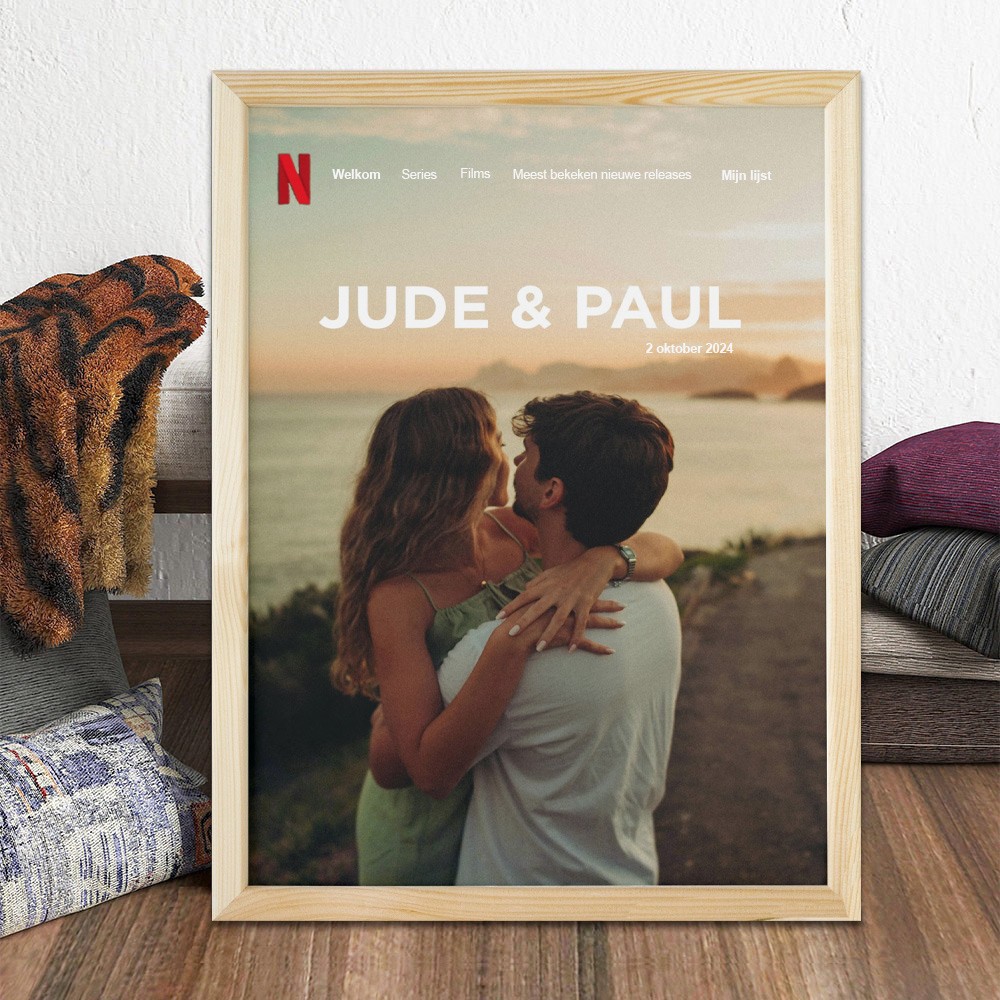 Aanpasbare Netflix-fotofilmposter Gepersonaliseerde wanddecoratie Cadeau met naam Uniek aandenken voor koppels Valentijnsdagcadeau Jubileumcadeau voor koppels