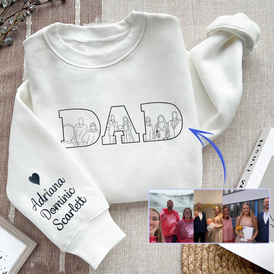 Aangepaste geborduurde foto sweatshirt hoodie voor papa Vaderdag cadeau-ideeën