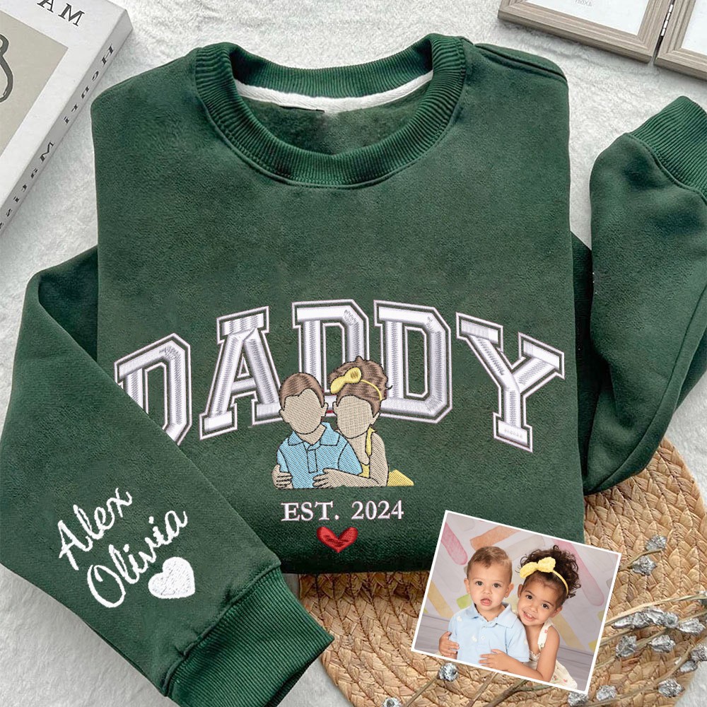 Gepersonaliseerde Papa Foto Geborduurde Sweatshirt Hoodie Familie Herinnering Cadeau Voor Papa Vaderdag Cadeau Ideeën