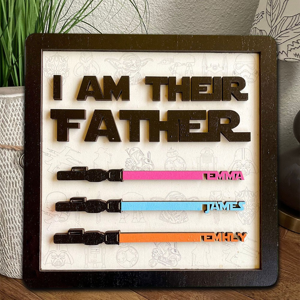 Gepersonaliseerd handgemaakt Ik ben hun vader houten frame bord Vaderdag cadeau-ideeën Uniek cadeau voor papa