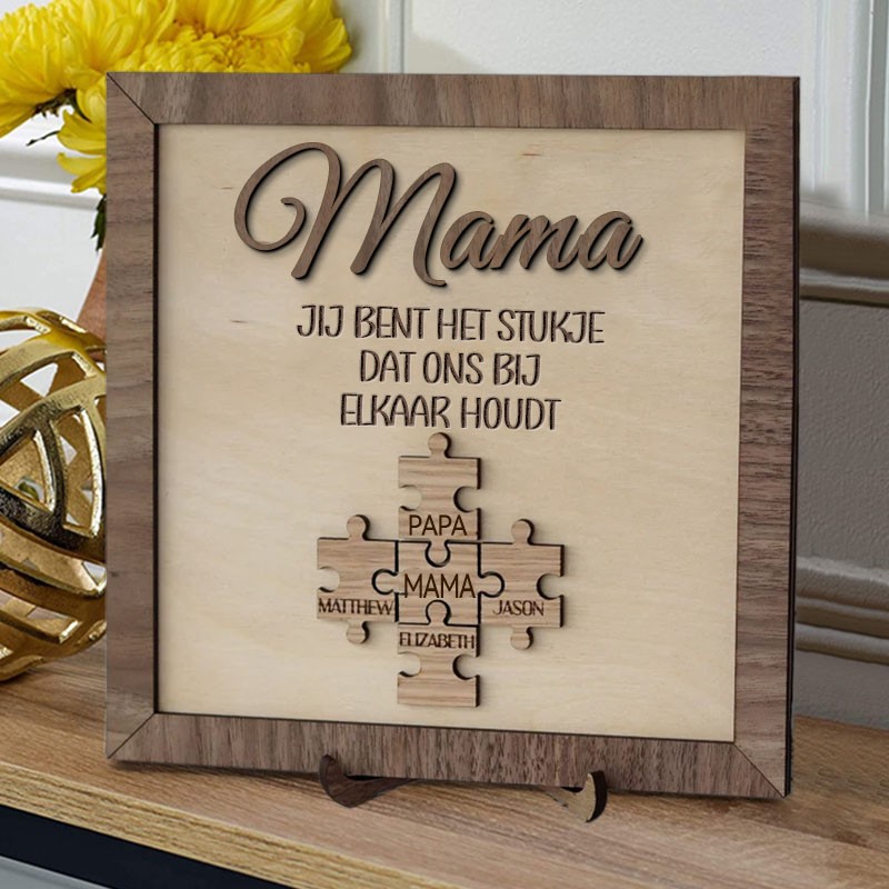 Gepersonaliseerde Mama, jij bent het stuk dat ons samenhoudt. Legpuzzels, bord, Moederdag cadeau-ideeën, familieplaquette, cadeau voor Mama, Oma