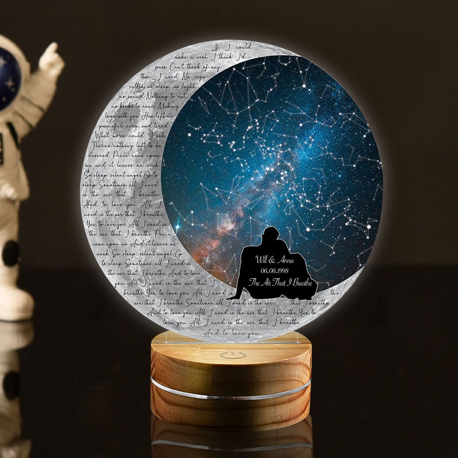 Gepersonaliseerde sterrenkaart nachtlampje met aangepaste songteksten Sterrenkaart jubileumcadeau Kerstcadeau-ideeën