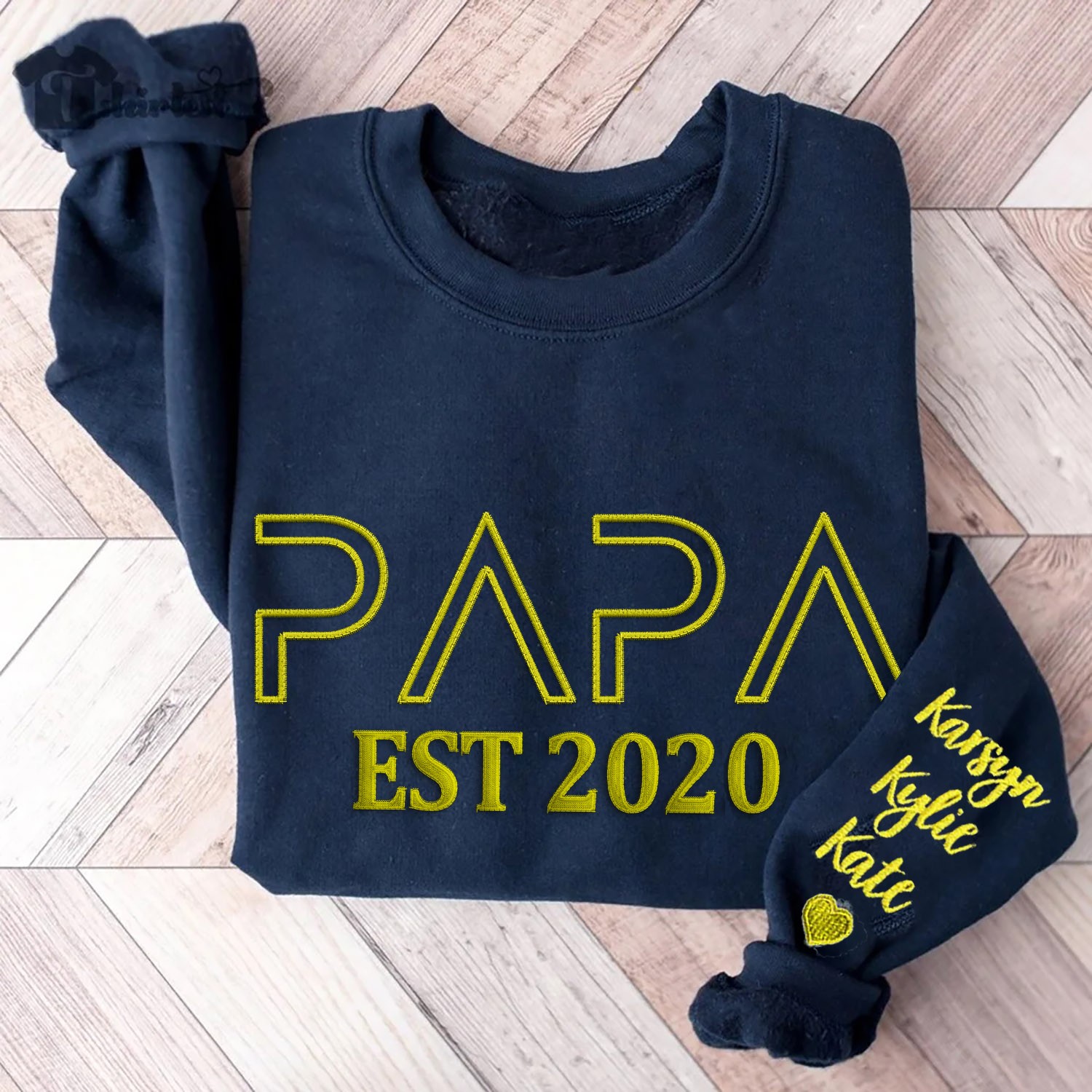 Aangepaste geborduurde kindernamen Sweatshirt Hoodie voor papa Perfect cadeau Vaderdag cadeau-ideeën