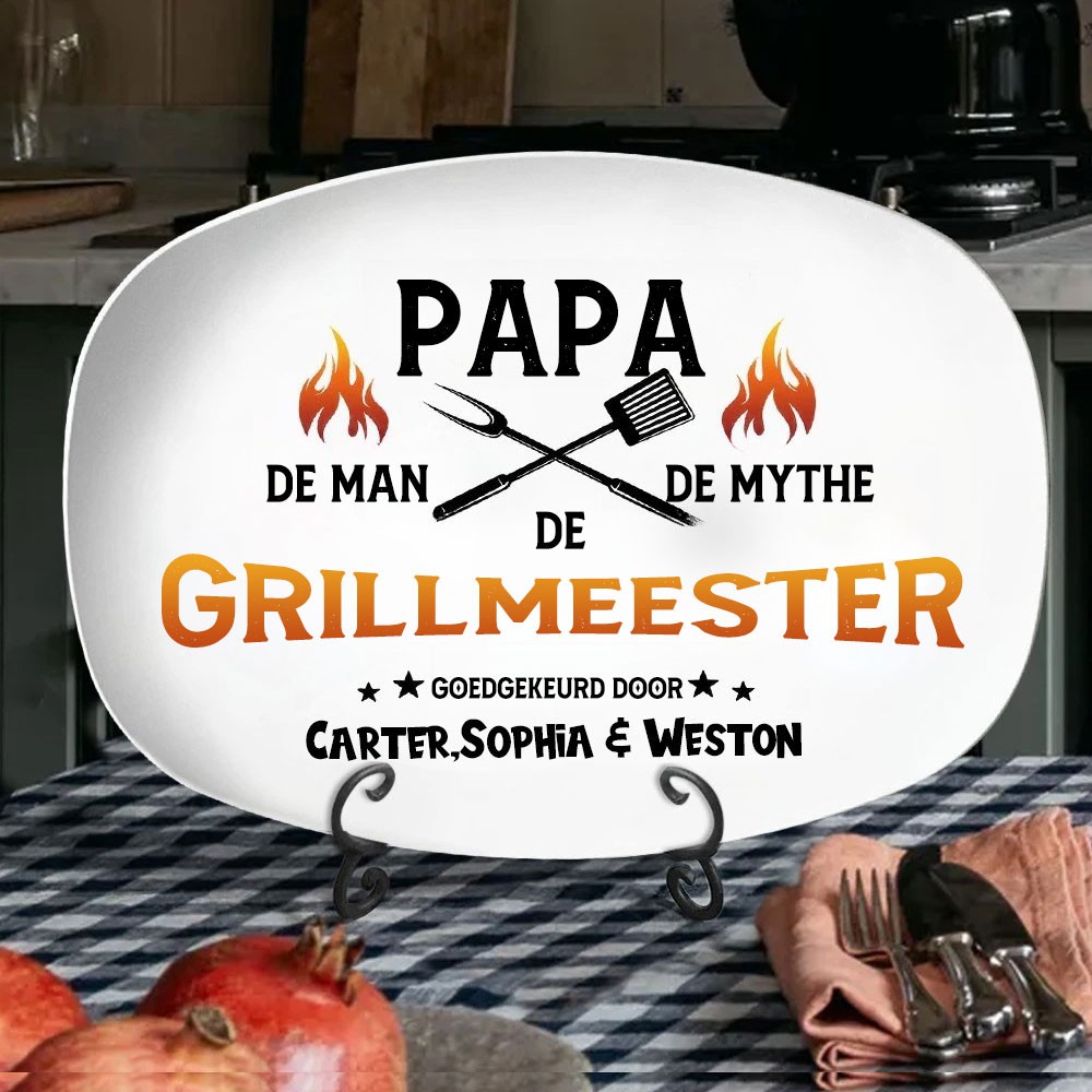Gepersonaliseerde bakvorm voor de keuken van papa met de namen van de kinderen erop gedrukt, Vaderdagcadeau voor je favoriete vader, uniek cadeau voor een familiereünie