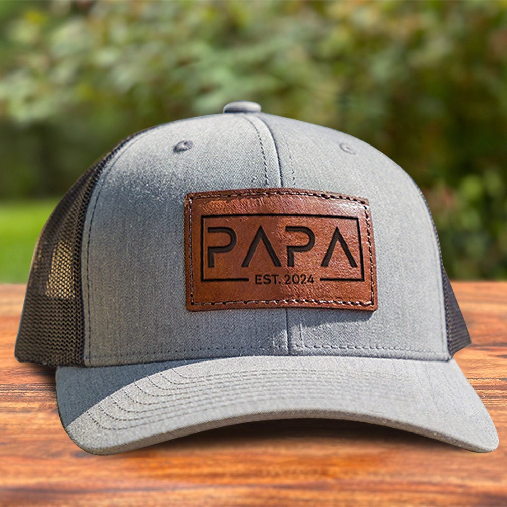 Gepersonaliseerde hoed van echt leer, zomerzonnehoed voor papa, vintage aandenken, perfect cadeau voor papa, uniek cadeau voor Vaderdag