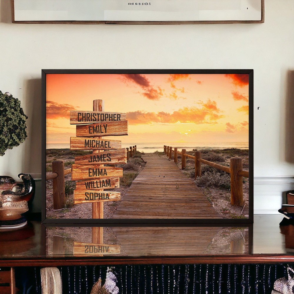 Aangepast Ocean Dock Family Street Frame-bord met meerdere namen Cadeau-ideeën voor een familieverjaardagscadeau