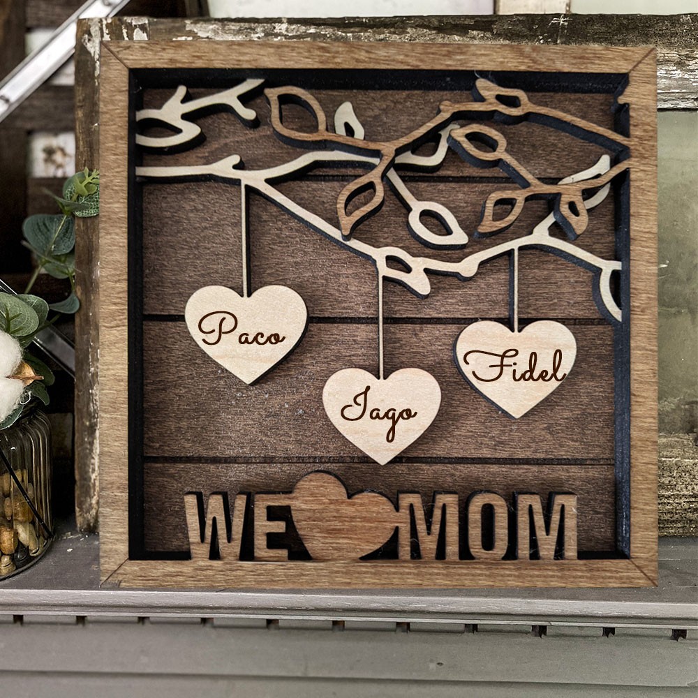 Aangepast houten stamboombord met namen van kinderen Gepersonaliseerde familiegeschenken voor moeder en oma Kerstcadeau