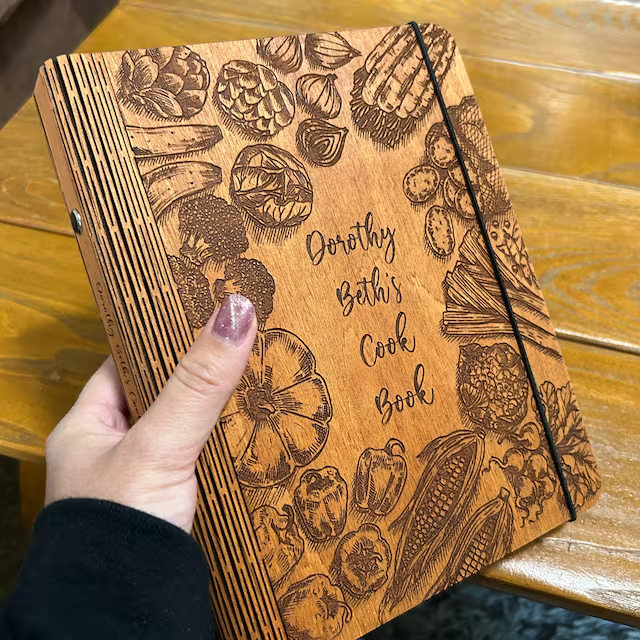 Receptenboek Blanco Binder Gepersonaliseerd Houten Kookboek Cadeaus voor Moeder Oma Kerstcadeau