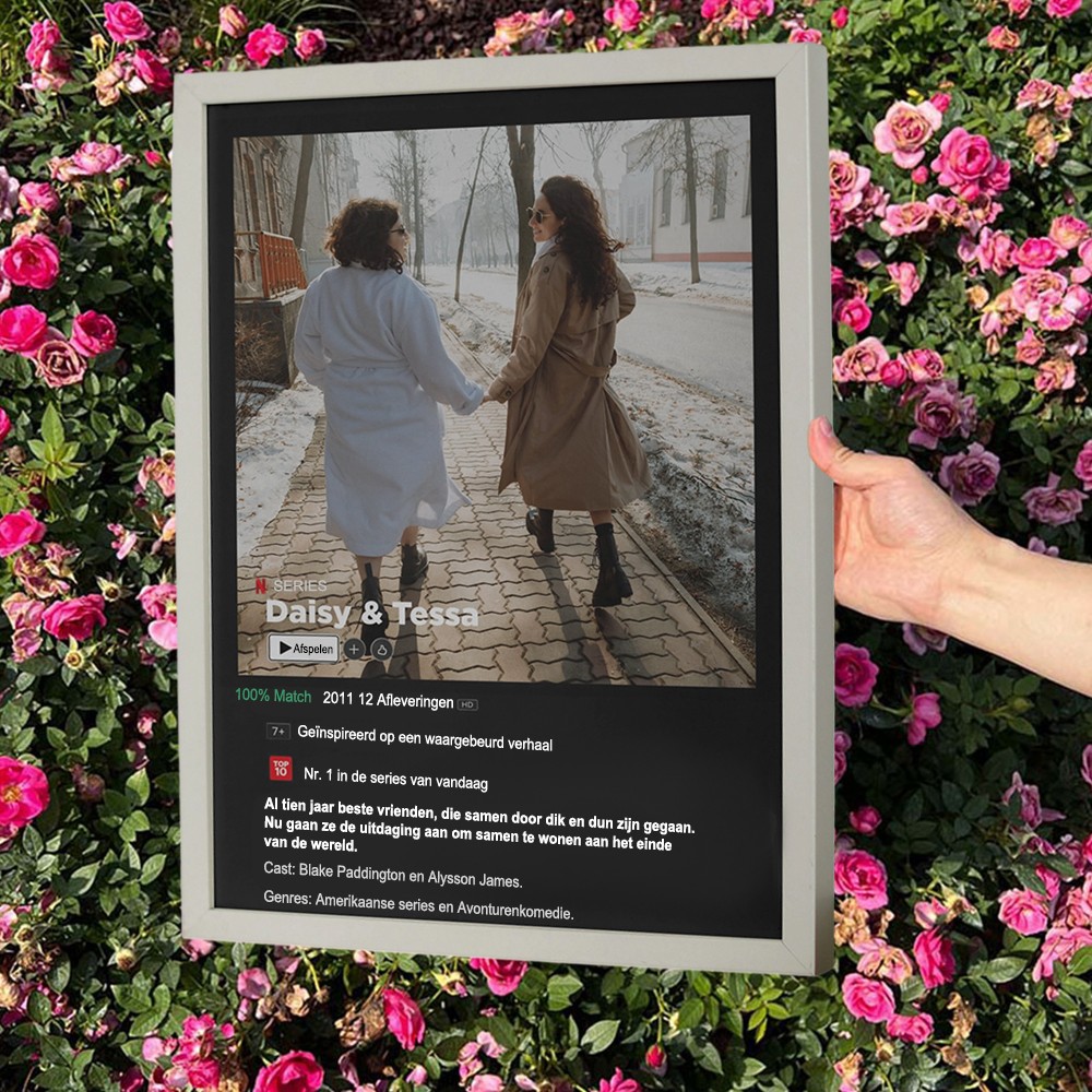 Gepersonaliseerde Netflix-filmposter voor koppels, gepersonaliseerde fotoposter, aanpasbare filmpostersjabloon, woondecoratie, slaapkamermuurdecoratie, Valentijnsdagcadeau