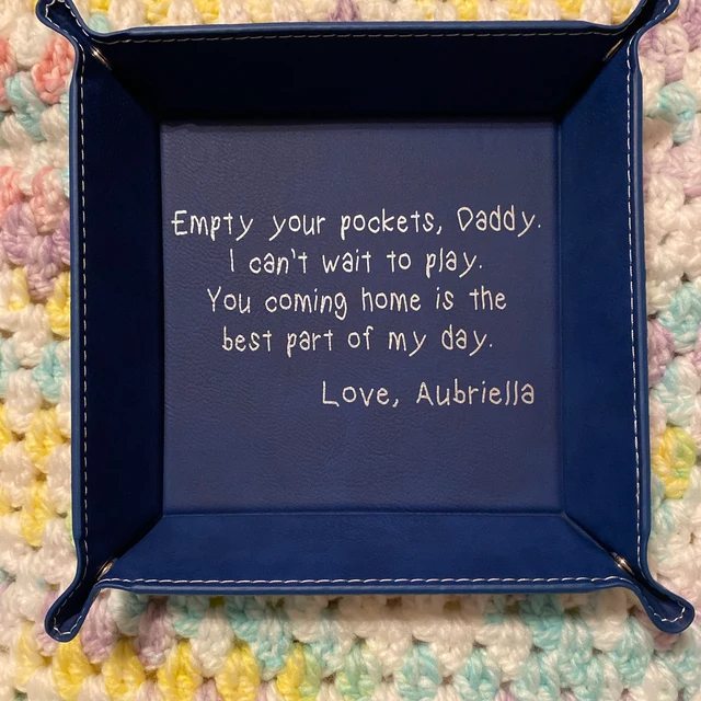 Leeg je zakken Daddy Custom gegraveerde leren valet tray voor mannen Nieuw vader cadeau Kerstcadeau voor vader