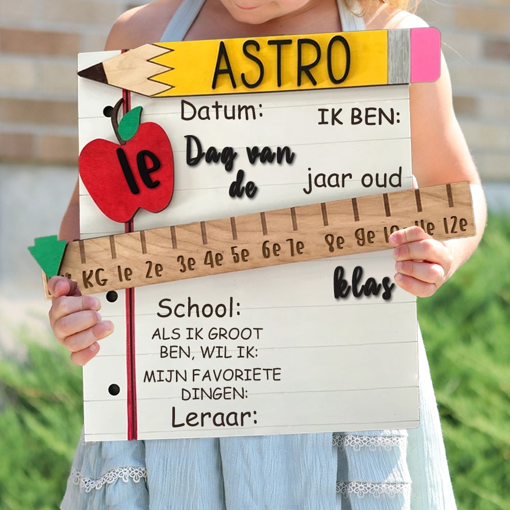 Aangepaste, verwisselbare houten borden voor de start van het schooljaar, eerste/honderdste/laatste schooldag, foto-accessoire, cadeaus voor kinderen